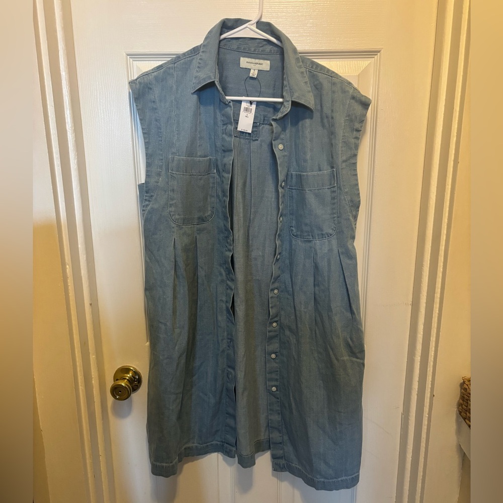 Banana Republic Long Sleeveless Denim Jacket